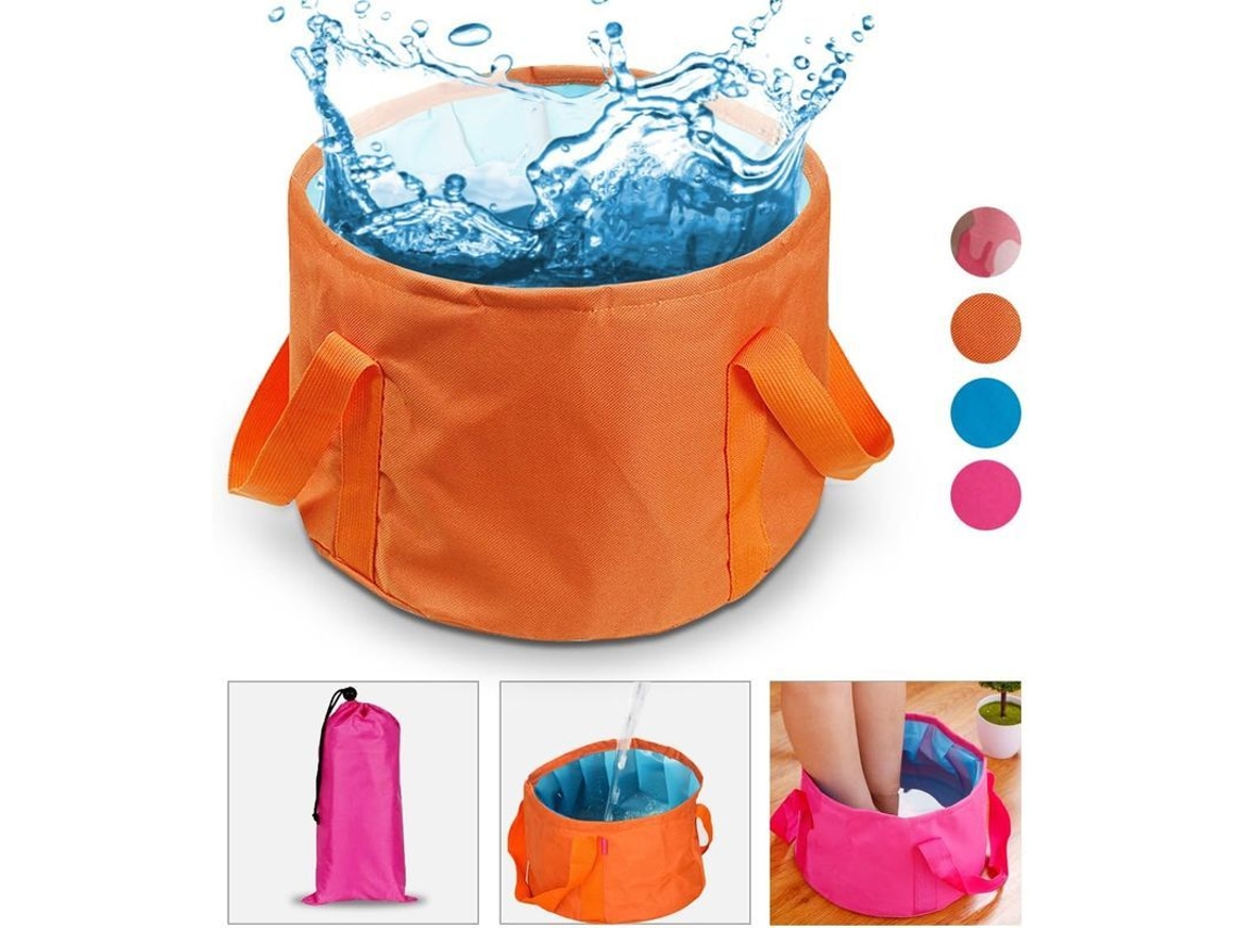 2026 cubo de Água Plegável Ultraleve, Cubo de Campanha Impermeável com Capa, Ideal para Camping, Piquenique e Viagens, 15l, Laranja