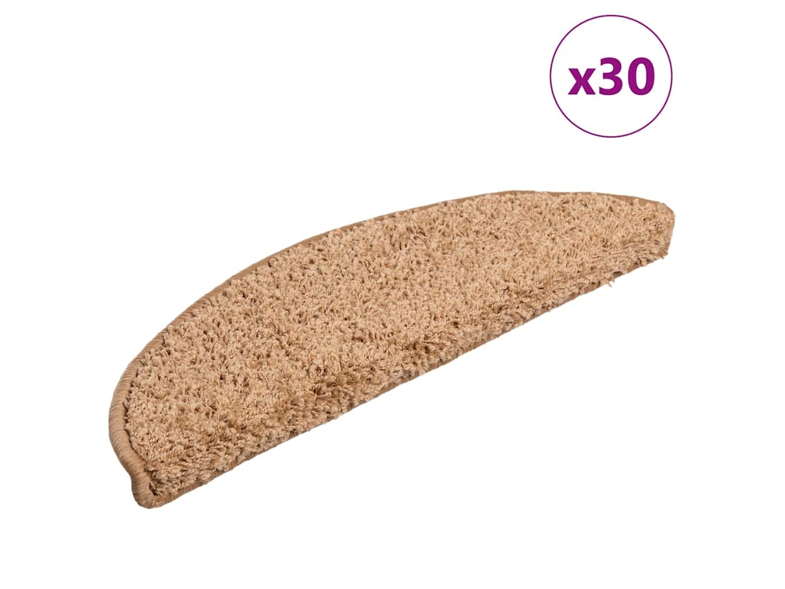 Vidaxl Tapetes De Escada 30 Peças 56x17x3 Cm Bege Semicircular