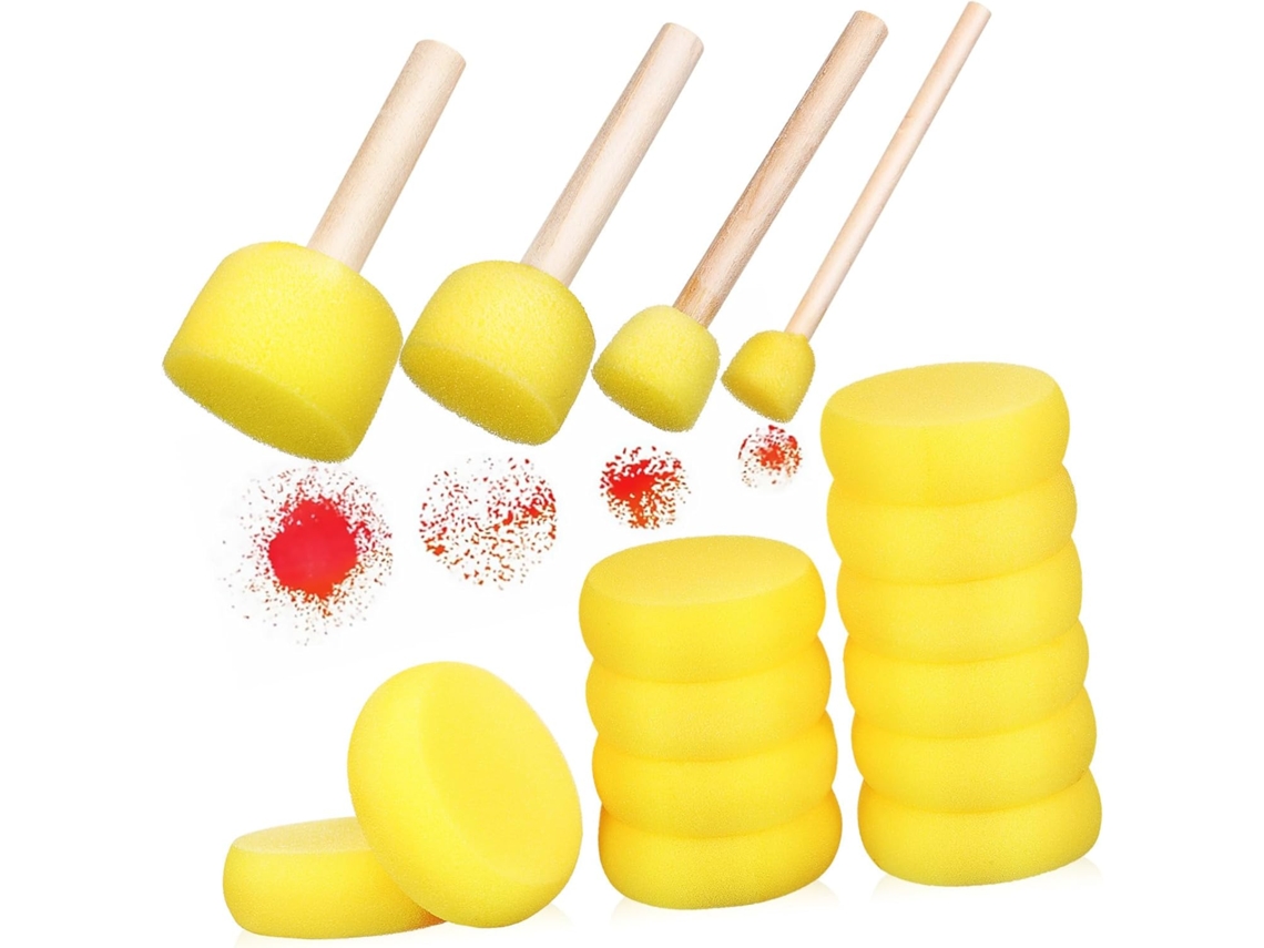 Conjunto De Pincéis De Esponja Redondos Com Cabo