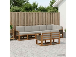 Vidaxl Conjunto De Sofás Para Exterior 8 Pcs Natural E Cinzento-claro