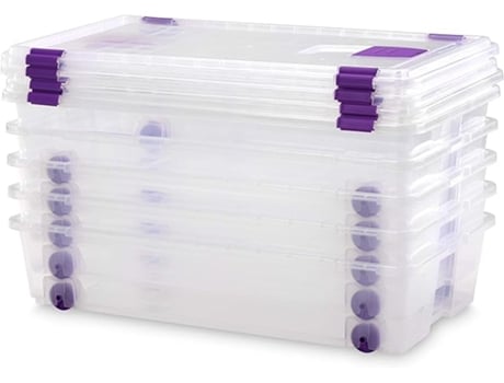 Caja Plástico Almacenaje Transparente Con Ruedas Medidas 730 X 405 X 165 Mm Capacidad de 35 Litros COMFORT HOUSE