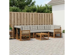 Vidaxl Conjunto De Sofás Para Exterior 8 Pcs Natural E Cinzento-claro