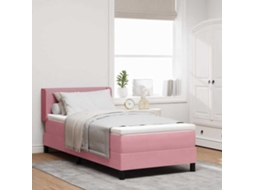 Vidaxl Cama Box Com Cabeceira Manual Rosa 200 X 80 Cm Veludo