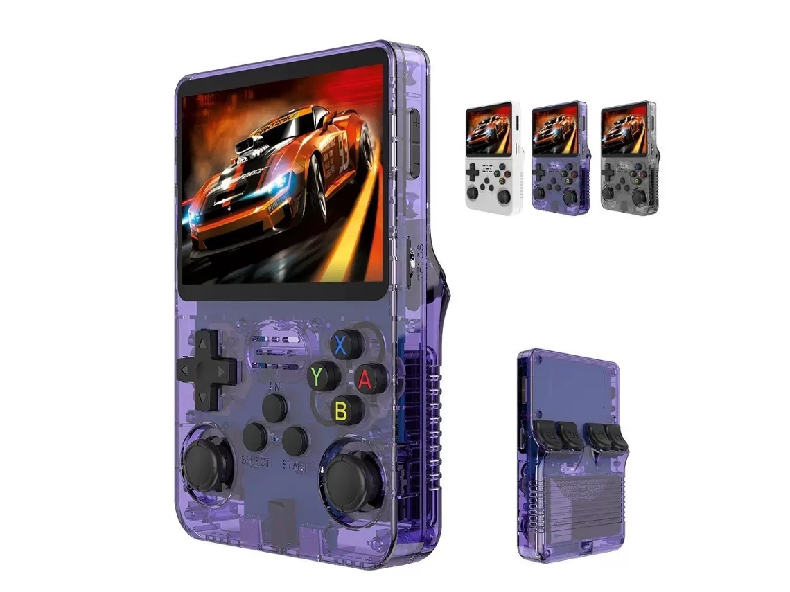 Console Portátil Retrô R36s, 3,5 Polegadas, 64gb, Roxo AQUAFORGE