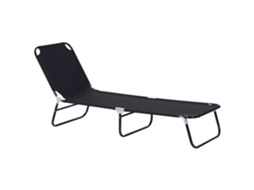 Espreguiçadeira Reclinável 5 Posições para Piscina 120 Kg 188x56x28 Cm Preto S/MARCA