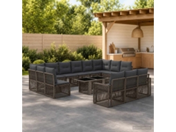 Vidaxl Conjunto De Sofá De Jardim 14 Unid. Cinza E Cinza Escuro