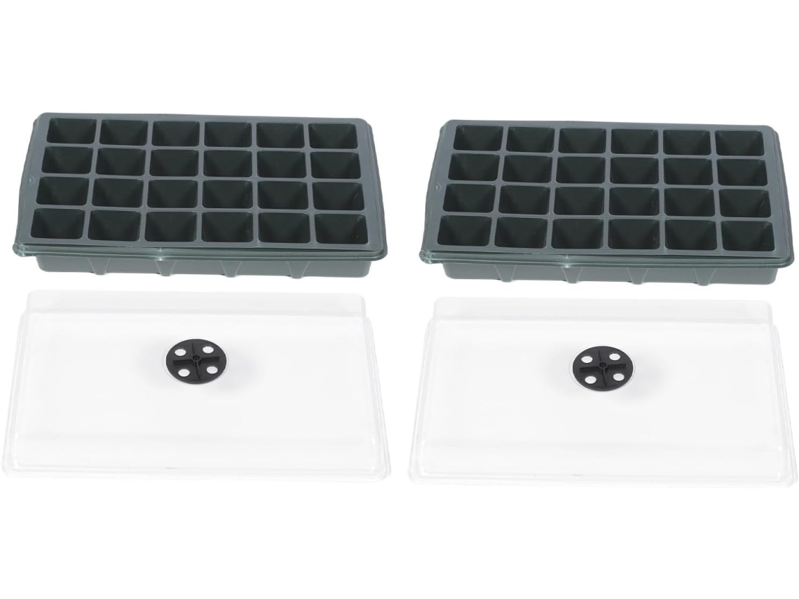 Caixa De Germinação De 2 Peças Com Tampa Ventilada E Bandeja Para Mudas.