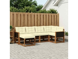 Vidaxl Conjunto De Sofás Para Exterior 6 Unid. Natural E Creme