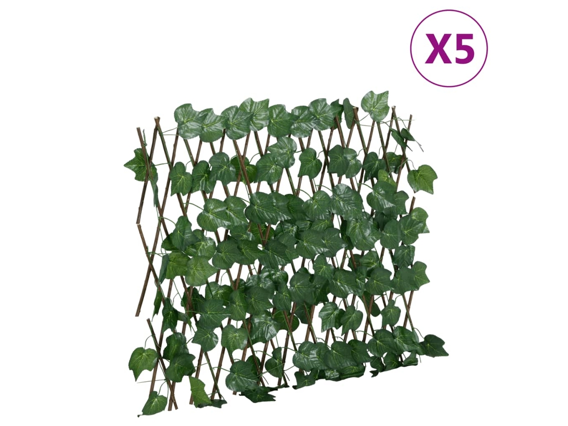 Vidaxl treliça De Videira Artificial Extensível 5 Pcs 190x60 Cm Verde