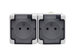 Tomada Dupla Impermeável Ip54 com Aba Transparente Ip54 Branco Bryza Kos