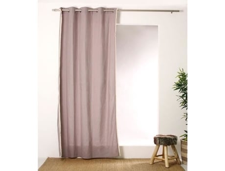 Cortina com Ilhós 140 X 240 Cm Pao-Pao 100% Algodão com Acabamento em Franjas Cor Ice Brown ENJOY HOME