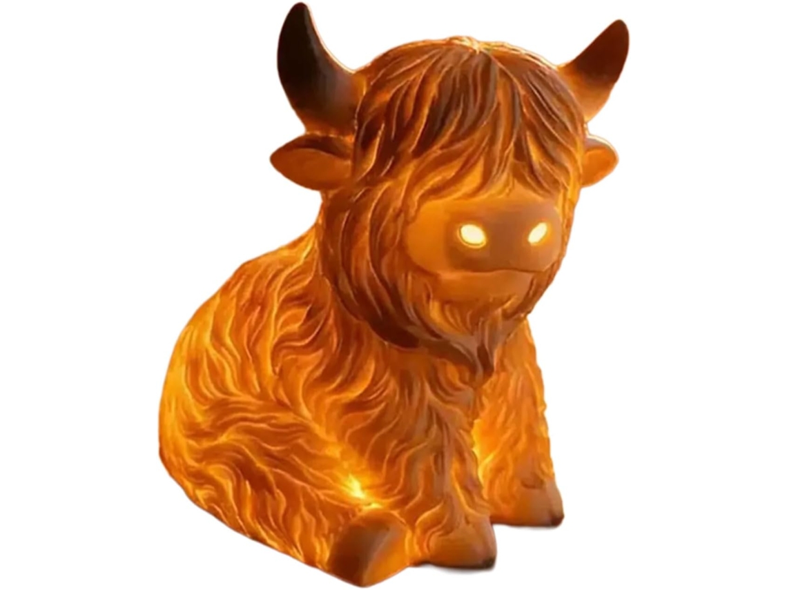 Luminária De Mesa Pequena Em Resina Com Figura Vaca, Ideal Para Quarto