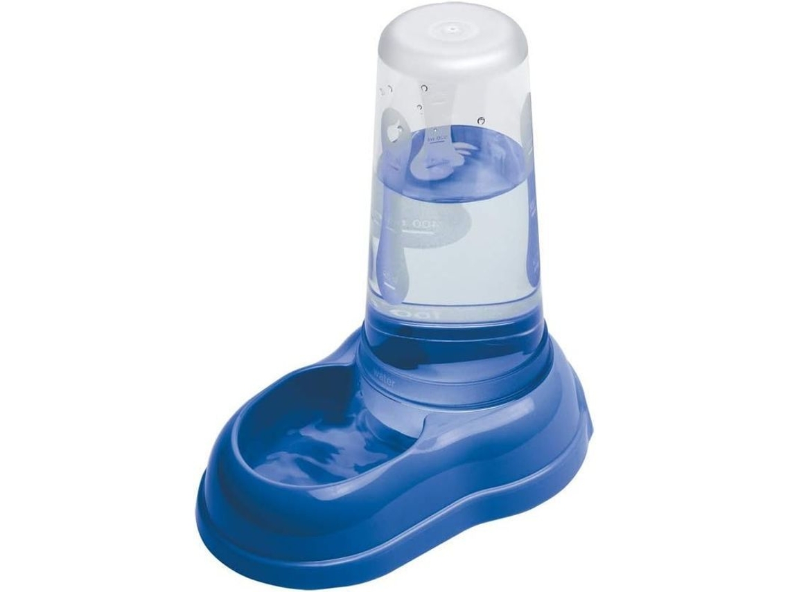 Dispensador De Comida Secca E Água Para Cães E Gatos Com Tanque Transparente 0,6 Litros Azul