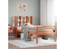 Cama Com Estante Sem Colchão 75x190 Cm Madeira Maciça