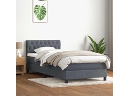 Vidaxl Cama Com Molas/colchão Cinza-escuro 80x220 Cm Veludo
