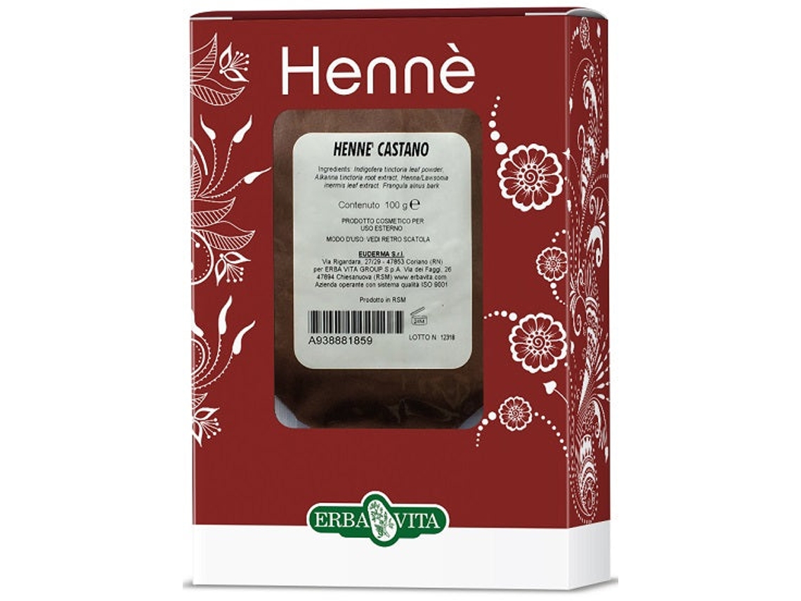 Henne Colorante Para Cabelos Castanho 100 G Erba Vita