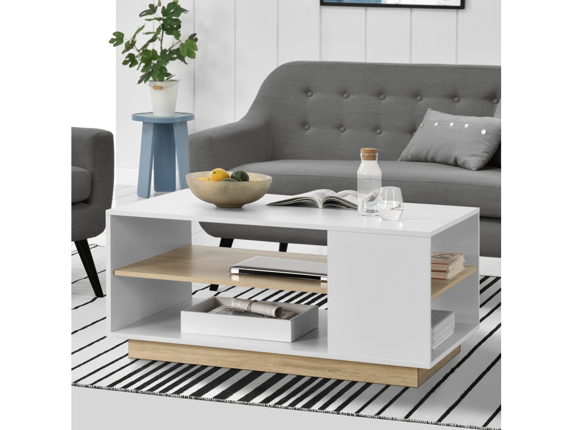 Mesa de Centro [EN.CASA] Trellebor  (Branco - Cartão revestido com melamina - 46 x 100 x 60 cm)