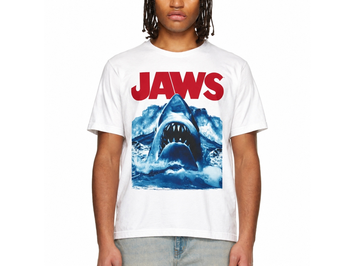 Rockinstone Jaws Movie Waves White Adult T-shirt Size:m