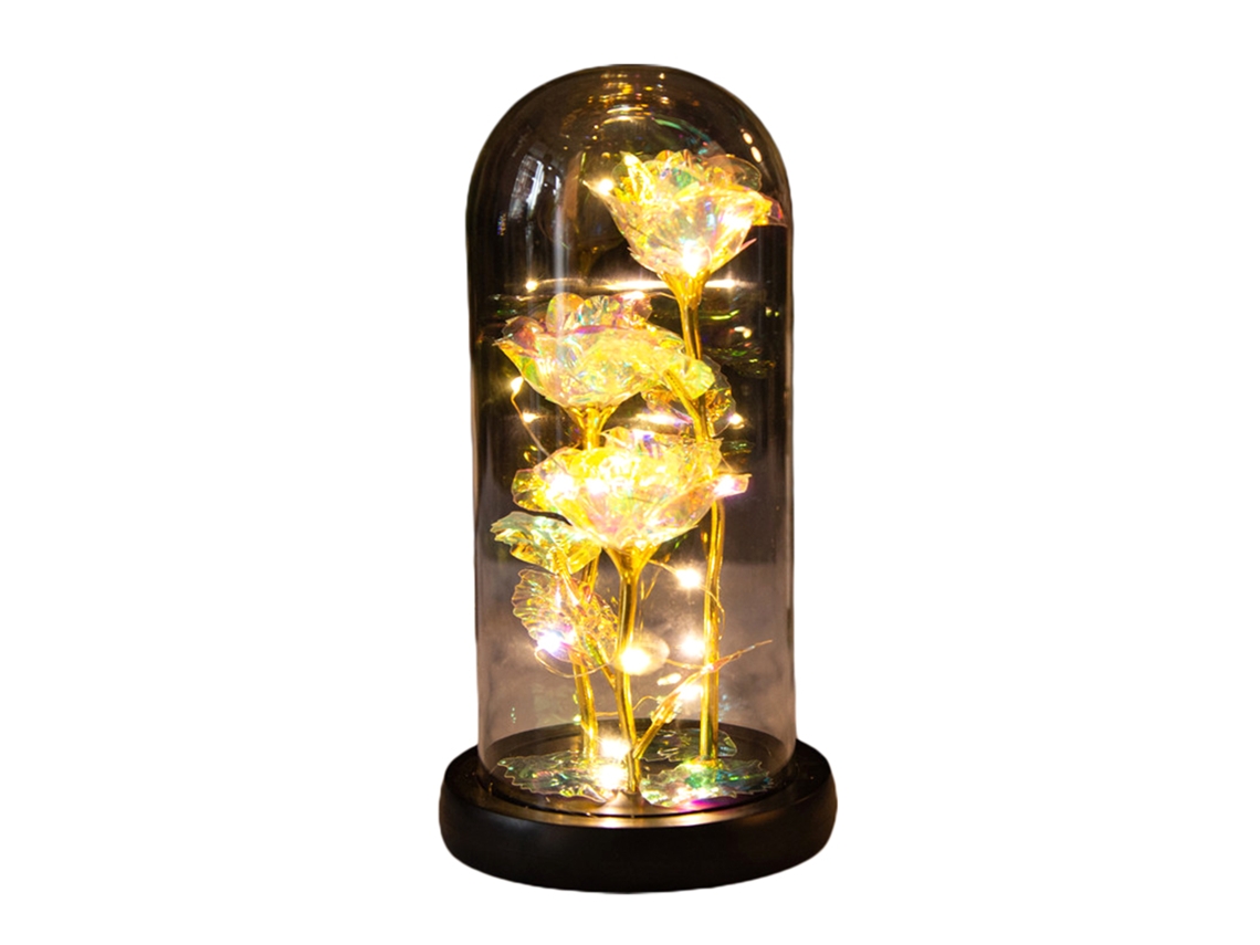Rosa do Amor Eterno em Cúpula de Vidro, Rosas Luminosas com Cúpula de Vidro Cristalino, Presente de Rosa Artificial para Ele AQUAFORGE