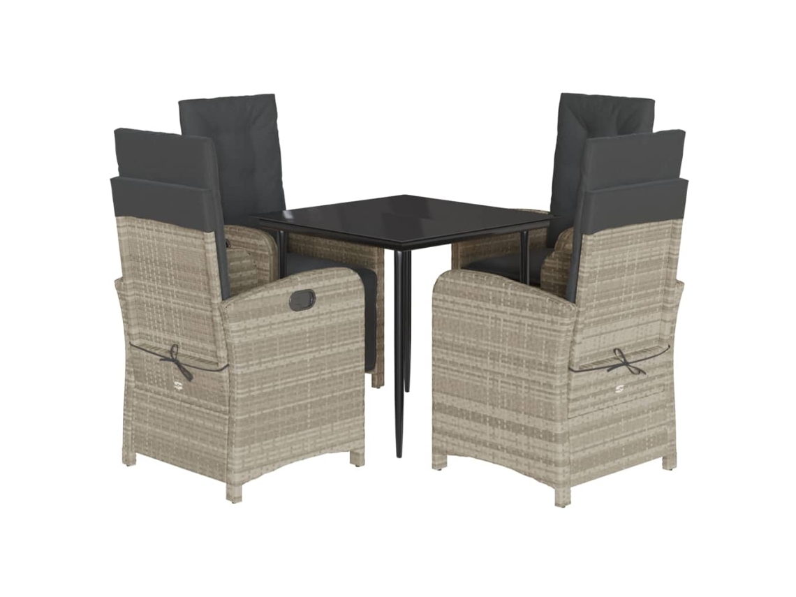 Conjunto de 5 Jantar para Jardim com Almofadões Cinzento Claro MAISON EXCLUSIVE