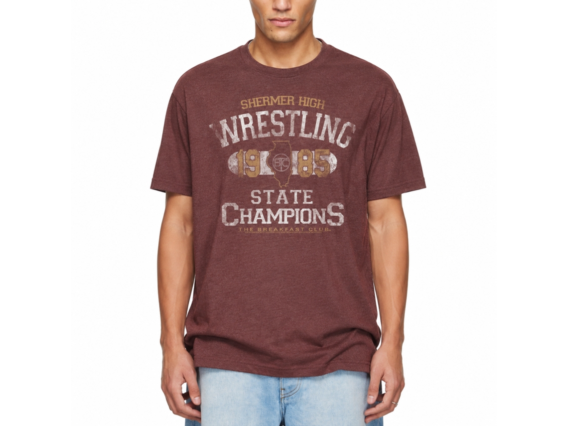 Rockinstone Breakfast Club Movie State Champ Heather Vintage Maroon Adult T-shirt Size:xxxl