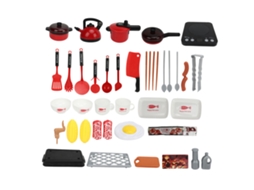 Mali conjunto de Panelas Simuladas para Crianças Brincar de Cozinha Jogo de Role Play Plástico Vermelho