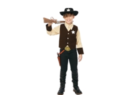 Fato de cowboy de xerife castanho para menino