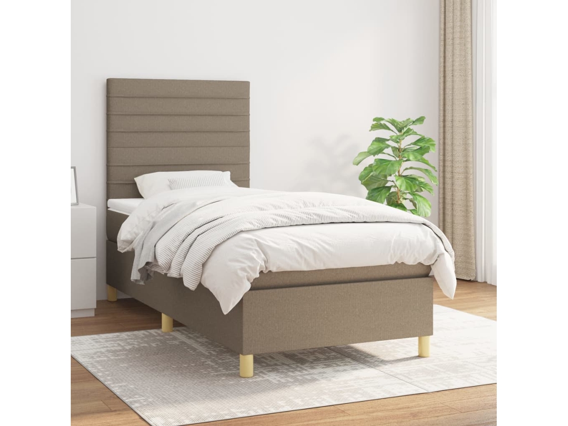 Vidaxl Cama Com Molas/colchão 80x200 Cm Tecido Castanho-acinzentado