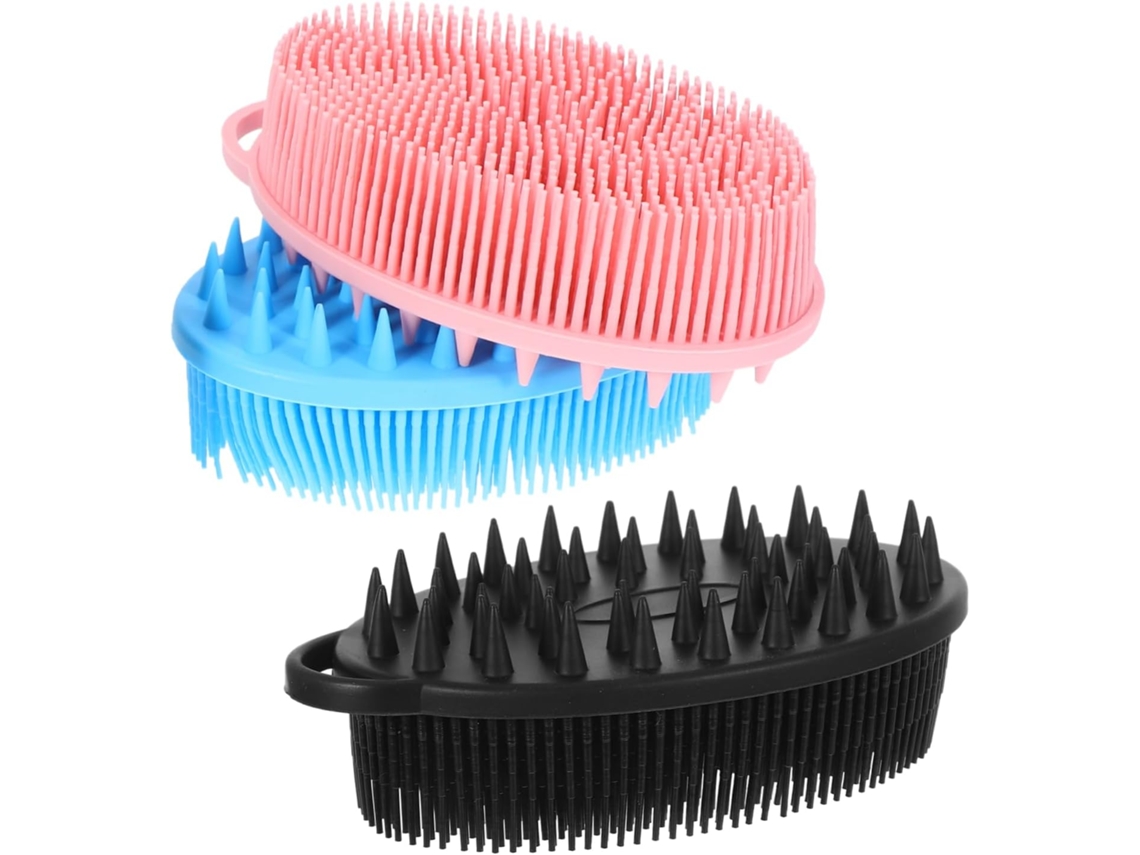 Conjunto De 3 Escovas Esfoliantes Corporais Silicone Eringogo, Escova Esfoliante Macia De Dupla Face Para Limpeza Facial