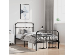 Estrutura De Cama Com Cabeceira E Pés 100x190 Cm Metal Preto