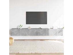 Vidaxl Conjunto Móveis De Tv 3 Pcs Madeira Processada Cinzento Cimento