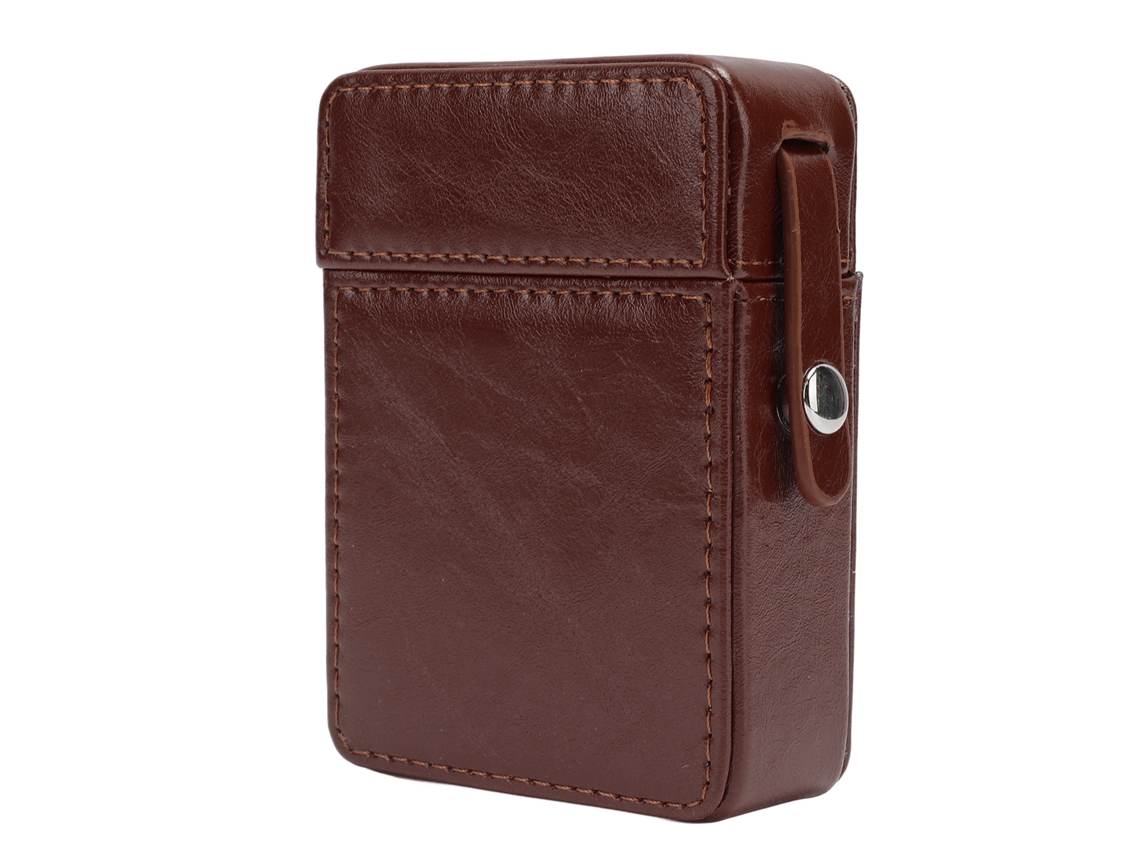 Cigarro De Couro Pu Elegante, Proteção Contra Impacto E Queda, Cigarro Portátil E Leve Para Homens, Capacidade De 20pcs Com Loop De Correia