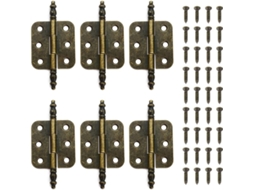 Conjunto De 6 Mini Dobradiças Bronze Antigo Com Cabeça Coroa,