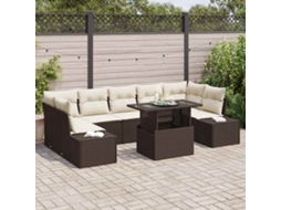 Vidaxl Conjunto De Sofá De Jardim 8 Unid. Marrom E Creme