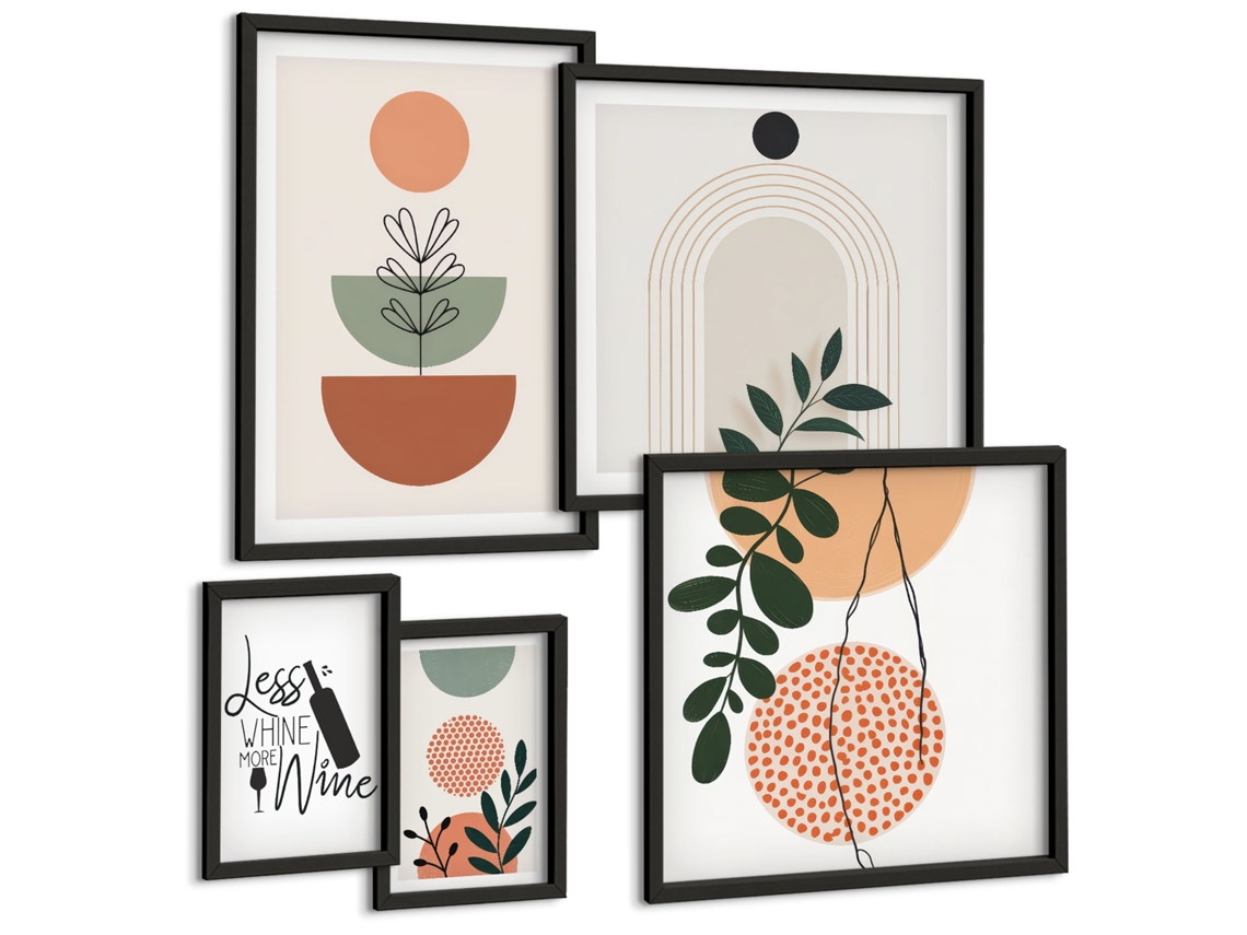 Um Conjunto De Imagens Decorativas Em Uma Moldura Ruas Litorâneas Charmosas Moldura Preta Pinturas De Quarto Espelharte (conjunto De 5 Imagens)