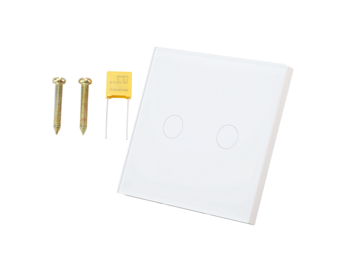 Interruptor de parede AWTS, com 2 interruptores, indicador, painel de vidro temperado, 110-240VAC | S/MARCA