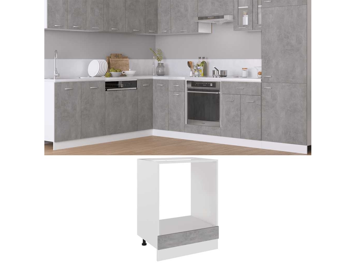 Vidaxl Armário Para Forno "riga" Derivados De Madeira Cinza Cimento
