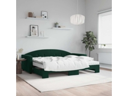Vidaxl Sofá-cama C/ Gavetão E Colchões 90x200cm Veludo Verde-escuro