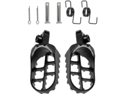 Plataforma para os pés de motociclista em liga de alumínio Preta, suporte para pés firmes.