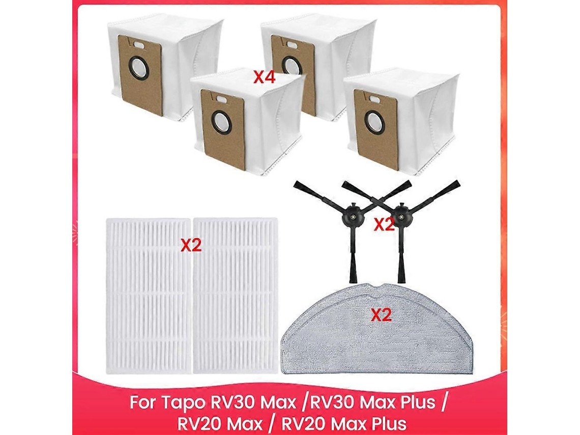 Filtro Saco Pó Escova Lateral Pano Esfregão Para Rv30 Max /rv30 / Rv20 Robô Vaccum Limpador
