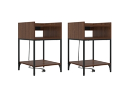 Conjunto 2 Mesa-de-cabeceira Vidaxl Castanho Derivados De Madeira (40 X 40 X 61 Cm)