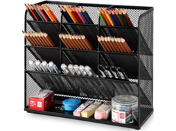 Organizador de mesa de malha, porta-canetas, organizador de mesa, organizador de papelaria para escritório, material de arte para escola e casa, Beijiyi (preto)