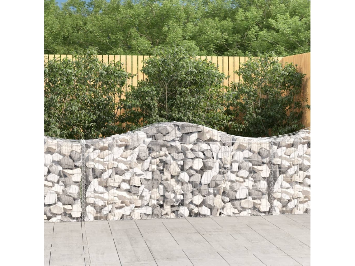 Vidaxl Cestos Gabião Arqueados 14pcs 200x50x80/100cm Ferro Galvanizado