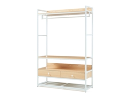 Bengaleiro Isen Com 2 Gavetas Metal 180x120x40 Cm Aparência Carvalho / Branco En.casa