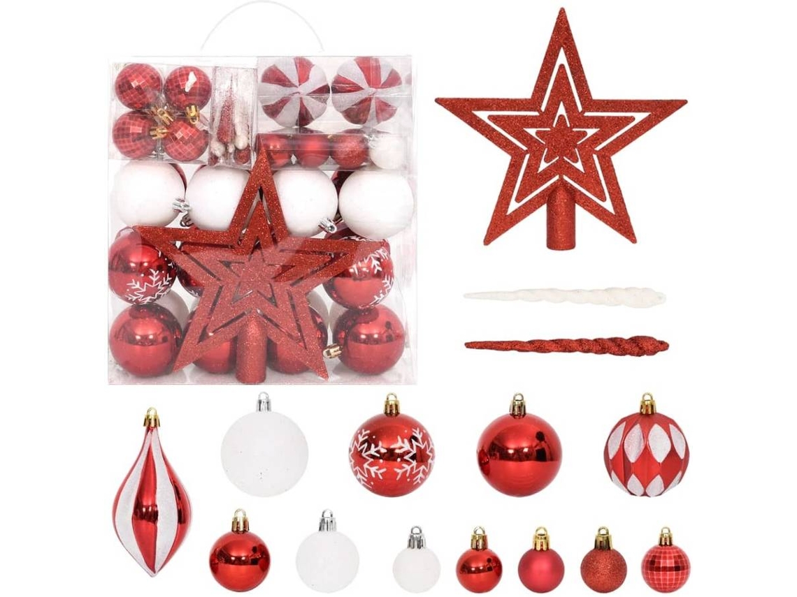 64 Pcs Conjunto De Enfeites De Natal VIDAXL Rosa/Vermelho/Branco 64 Pcs Conjunto De Enfeites De Natal VIDAXL Rosa/Vermelho/Branco