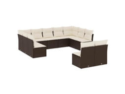 Conjunto de 11 Sofás de Jardim C/ Almofadões Vime Pe Castanho MAISON EXCLUSIVE (11 pcs)