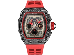 Lurelia Relógio Cronógrafo, Data/calendário, Detalhes Com Strass, 44 Mm, Silicone, Resistente À Água, Rosa