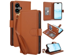 Capa Carteira De Couro Para Iphone 17 - Com Rfid - Para Vários Cartões