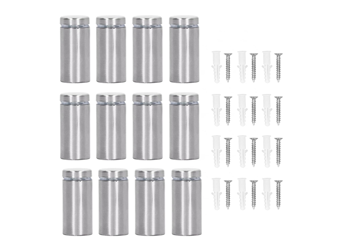 Conjunto De 12 Parafusos Espaçadores Aço Inoxidável Para Placas Parede, Ideais Para Publicidade Em Acrílico 19x40mm