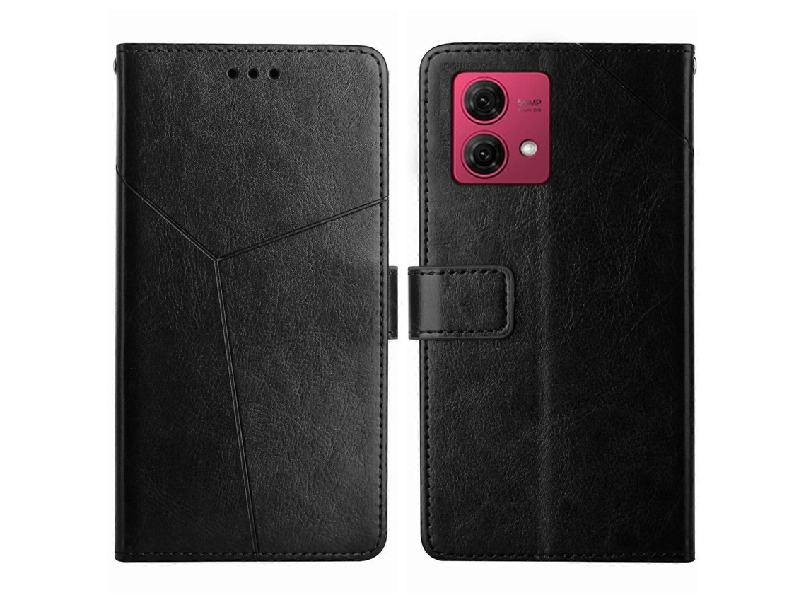 Capa De Couro Flip Com Padrão Y Para Motorola Moto G84 Ht01